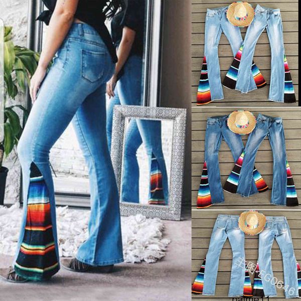 women's jeans serape bell bottom women long loose stripe jeans blue fashion stretchy patchwork rainbow flared pants tjs4
women's jeans serape bell bottom women long loose stripe jeans blue fashion stretchy patchwork rainbow flared pants tjs4