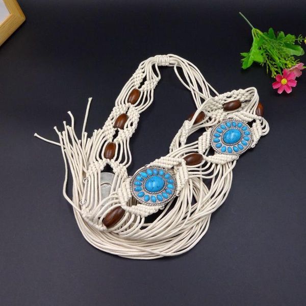 belts women's bohemian hand-woven blue gemstone belt adjustable dress fringed lace-up decoration waistband clothing accessories, Black;brown
belts women's bohemian hand-woven blue gemstone belt adjustable dress fringed lace-up decoration waistband clothing accessories, Black;brown