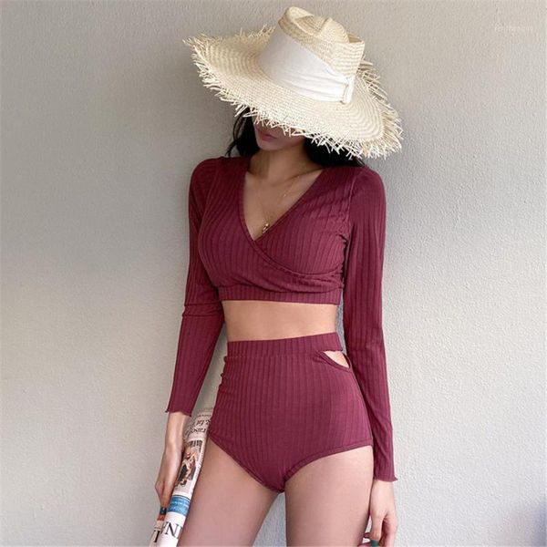 long sleeve bikini women solid swimwear high waist swimsuit push up biquini vintage bikinis korea style bathing suit red women's, White;black
long sleeve bikini women solid swimwear high waist swimsuit push up biquini vintage bikinis korea style bathing suit red women's, White;black