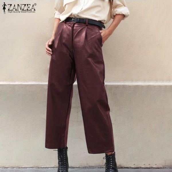 plus size women's wide leg trousers zanzea 2021 stylish faux leather pants casual button zip long pantalon female black turnip & capris, Black;white
plus size women's wide leg trousers zanzea 2021 stylish faux leather pants casual button zip long pantalon female black turnip & capris, Black;white