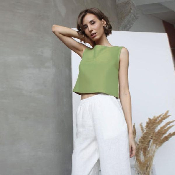 moarcho cotton and linen women short loose small sling sleeveless vest summer bottoming with umbilical women's t-shirt, White
moarcho cotton and linen women short loose small sling sleeveless vest summer bottoming with umbilical women's t-shirt, White