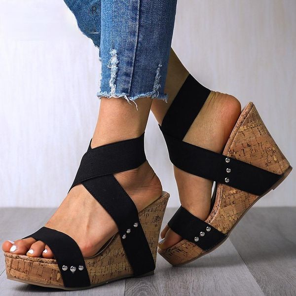 luxury women sandals thick bottom soles wedge high slope heel platform open toe sandal ankle wrap ladies fashion design slides gladiator sho, Black
luxury women sandals thick bottom soles wedge high slope heel platform open toe sandal ankle wrap ladies fashion design slides gladiator sho, Black