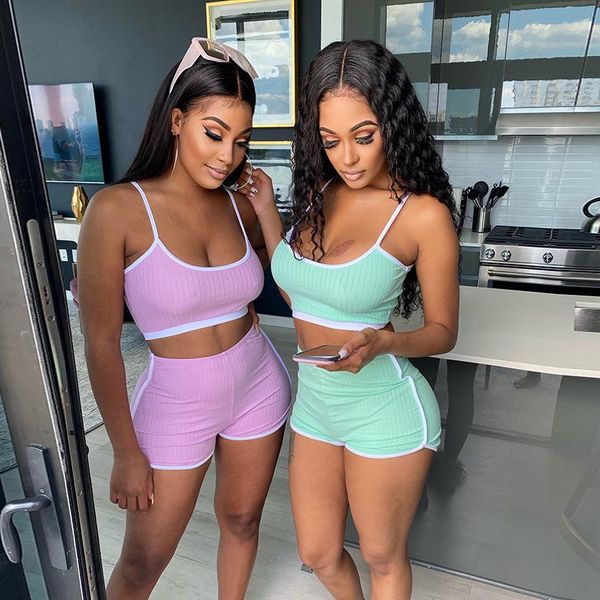 women's jumpsuits & rompers solid two piece set women crop and shorts rib tracksuit fitness summer clothes for, Black;white
women's jumpsuits & rompers solid two piece set women crop and shorts rib tracksuit fitness summer clothes for, Black;white