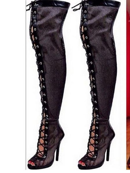 boots fashion synthetic slim thigh high long lace-up open peep toe heels ladies sexy, Black
boots fashion synthetic slim thigh high long lace-up open peep toe heels ladies sexy, Black