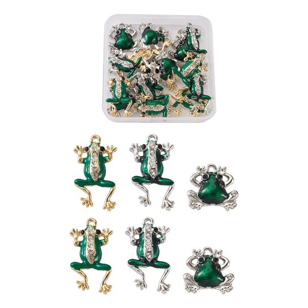 18pcs frog shape alloy enamel pendants crystal rhinestones charms for jewelry making diy handmade bracelet necklace accessories, Silver
18pcs frog shape alloy enamel pendants crystal rhinestones charms for jewelry making diy handmade bracelet necklace accessories, Silver
