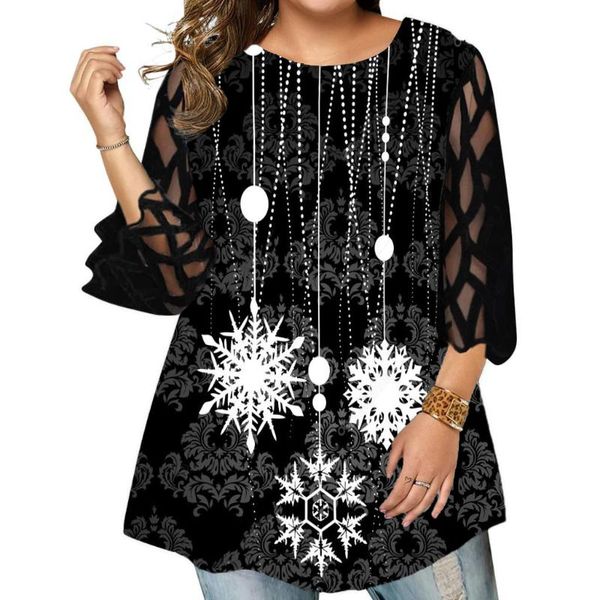 plus size t-shirt 2021 winter christmas tee shirt woman mesh see through sleeve snow print casual blouse and women clothing, Black
plus size t-shirt 2021 winter christmas tee shirt woman mesh see through sleeve snow print casual blouse and women clothing, Black