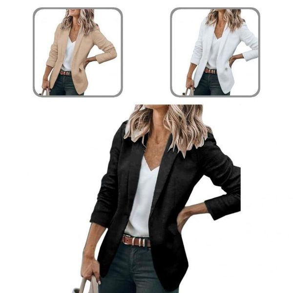 women's suits & blazers simple office lady blazer turndown collar streetwear single button fake pockets coat women, White;black
women's suits & blazers simple office lady blazer turndown collar streetwear single button fake pockets coat women, White;black