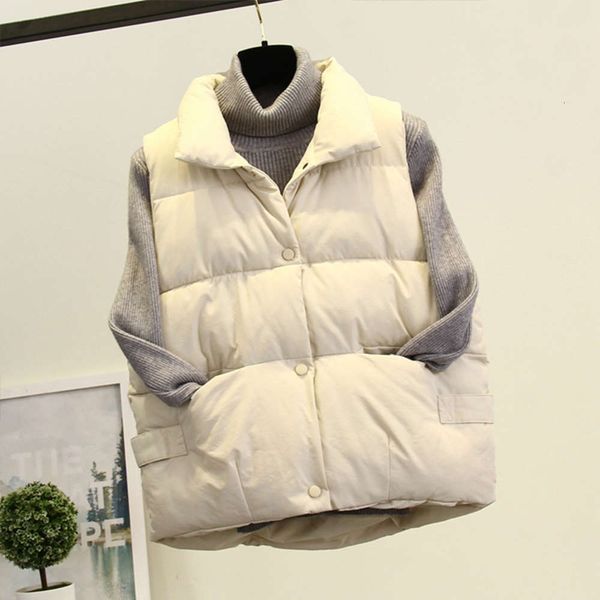 autumn winter down cotton vest women's coat large waistcoat, White