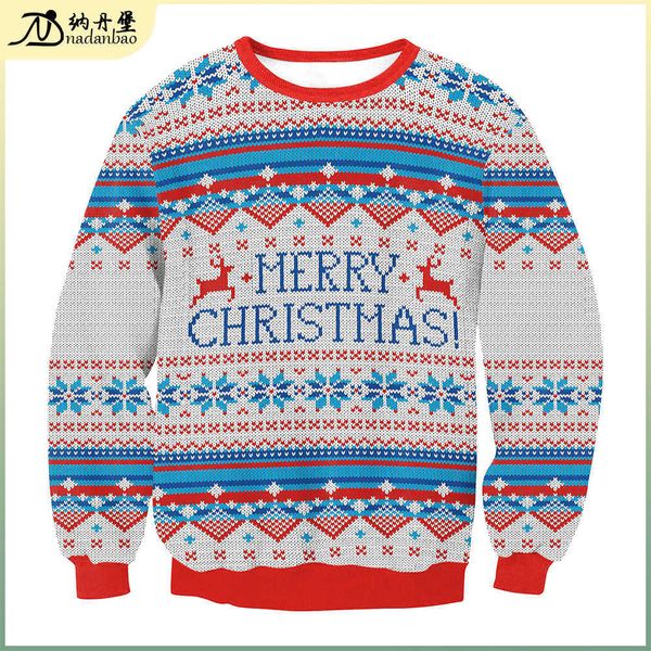 2021 autumn christmas women's clothes couple's christmas sweater 3d digital printing round neck sweater loose t-shirt, Black
2021 autumn christmas women's clothes couple's christmas sweater 3d digital printing round neck sweater loose t-shirt, Black