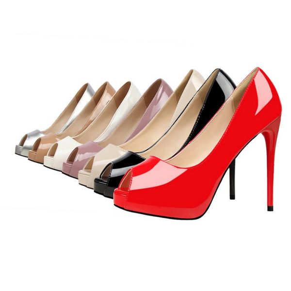 fashion concise women's shoes high heel with platform patent leather female pumps peep toe shallow mouth 7 colors slip-on dress, Black
fashion concise women's shoes high heel with platform patent leather female pumps peep toe shallow mouth 7 colors slip-on dress, Black