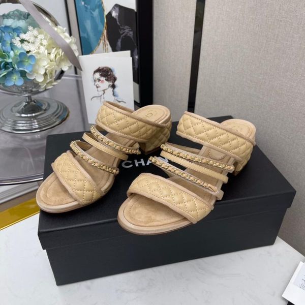 high-quality -name designer ladies slippers heel sandals, Black