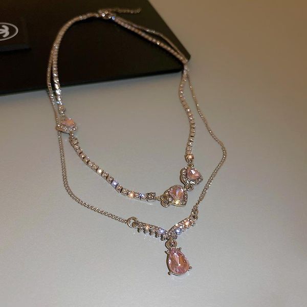 pendant necklaces lovoacc exquisite double layered pink love heart waterdrop crystal necklace for women full rhinestone chokers, Silver
pendant necklaces lovoacc exquisite double layered pink love heart waterdrop crystal necklace for women full rhinestone chokers, Silver