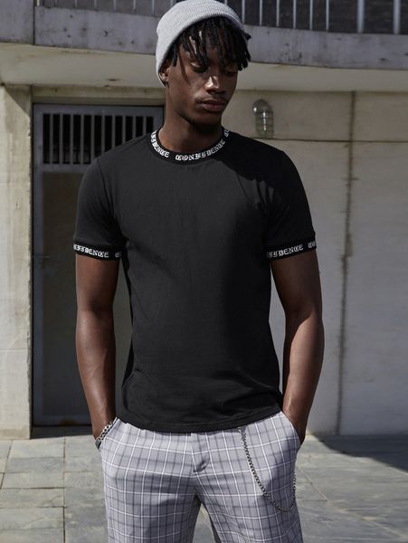 men letter graphic ringer tee c9d3#, White;black