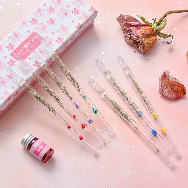 kawaii dry flower glass pen non-carbon ink fountain signature writing tools colorful nice office supplies pens
kawaii dry flower glass pen non-carbon ink fountain signature writing tools colorful nice office supplies pens