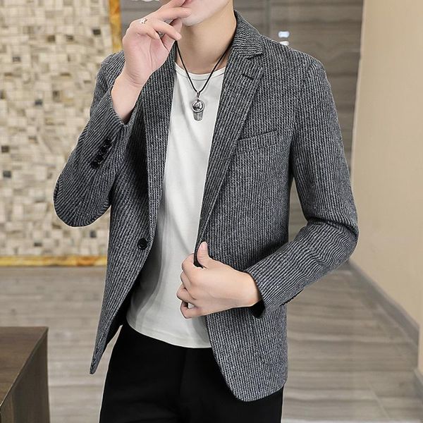 men's suits & blazers korean striped men slim casual suit jacket single button wedding business social dress coat street wear costume h, White;black
men's suits & blazers korean striped men slim casual suit jacket single button wedding business social dress coat street wear costume h, White;black