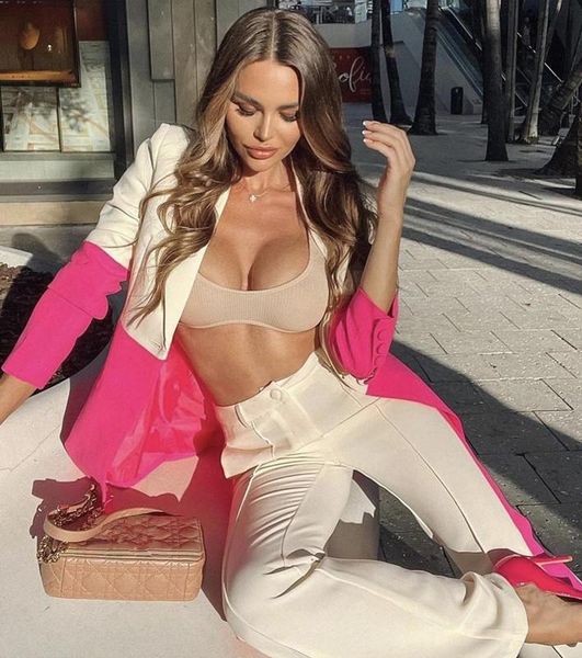 women's two piece pants women winter long sleeve v neck patchwork set 2021 celebrity designer fashion, White
women's two piece pants women winter long sleeve v neck patchwork set 2021 celebrity designer fashion, White