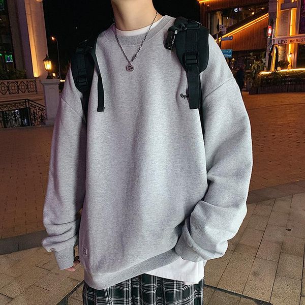 spring and autumn basic solid color round neck sweater men's hoodless korean loose large size hoodies & sweatshirts, Black
spring and autumn basic solid color round neck sweater men's hoodless korean loose large size hoodies & sweatshirts, Black