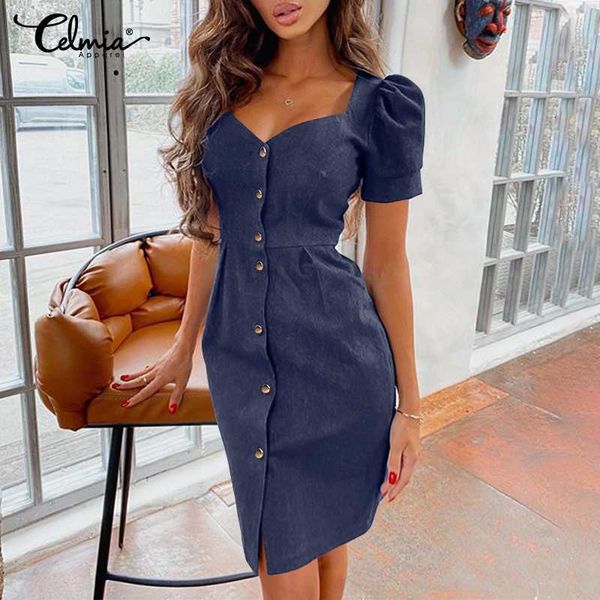 dresses women elegant short puff sleeve denim party dresses celmia square collar bodycon mini dress 2021 summer club vestido s-5xl, Black;gray
dresses women elegant short puff sleeve denim party dresses celmia square collar bodycon mini dress 2021 summer club vestido s-5xl, Black;gray