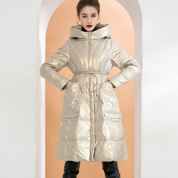 women's white duck down coat hooded collar long sleeves lace up zipper closure fashion overcoat outerwear parkas, Black
women's white duck down coat hooded collar long sleeves lace up zipper closure fashion overcoat outerwear parkas, Black