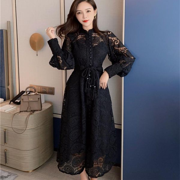 casual dresses high-end custom luxury runway long dress women single-breasted lantern sleeves hollow embroidered lace vintage party, Black;gray
casual dresses high-end custom luxury runway long dress women single-breasted lantern sleeves hollow embroidered lace vintage party, Black;gray