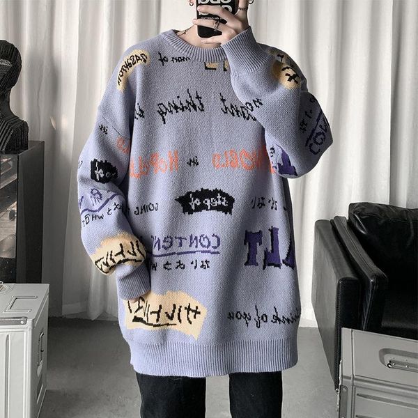 men's sweaters pr korean loose round neck flower letter sweater hong kong style and casual streetwear men o-neck knitted, White;black
men's sweaters pr korean loose round neck flower letter sweater hong kong style and casual streetwear men o-neck knitted, White;black