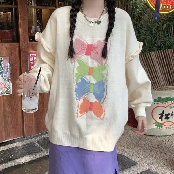 women's sweaters bowknot print knitted sweater women korean sweet long sleeve lace pullover thick warm outwear ladies jumper, White;black
women's sweaters bowknot print knitted sweater women korean sweet long sleeve lace pullover thick warm outwear ladies jumper, White;black