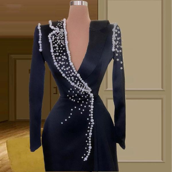 party dresses dark navy beaded mermaid evening 2021 v neck split long sleeve prom dress custom formal gowns, White;black
party dresses dark navy beaded mermaid evening 2021 v neck split long sleeve prom dress custom formal gowns, White;black