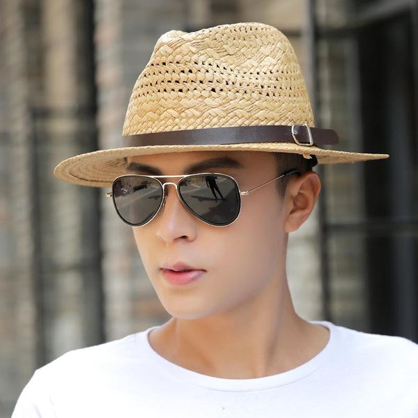 stingy brim hats straw hat men's korean version fashionable sun shade cool breathable holiday visor folding floppy jazz travel caps h17, Blue;gray
stingy brim hats straw hat men's korean version fashionable sun shade cool breathable holiday visor folding floppy jazz travel caps h17, Blue;gray