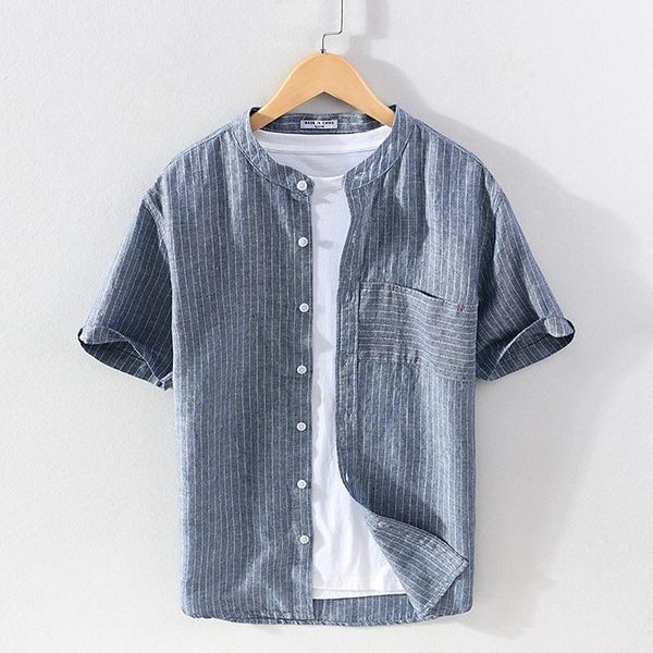 men summer cotton linen striped shirt slim comfortable short sleeve shirts arrival japanese casual male men's, White;black
men summer cotton linen striped shirt slim comfortable short sleeve shirts arrival japanese casual male men's, White;black
