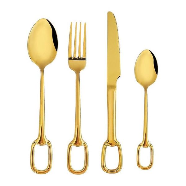 4pcs/set nordic stainless steel hanging hole western tableware cutlery set 304 titanium plated steak knife fork coffee spoon dinnerware sets
4pcs/set nordic stainless steel hanging hole western tableware cutlery set 304 titanium plated steak knife fork coffee spoon dinnerware sets