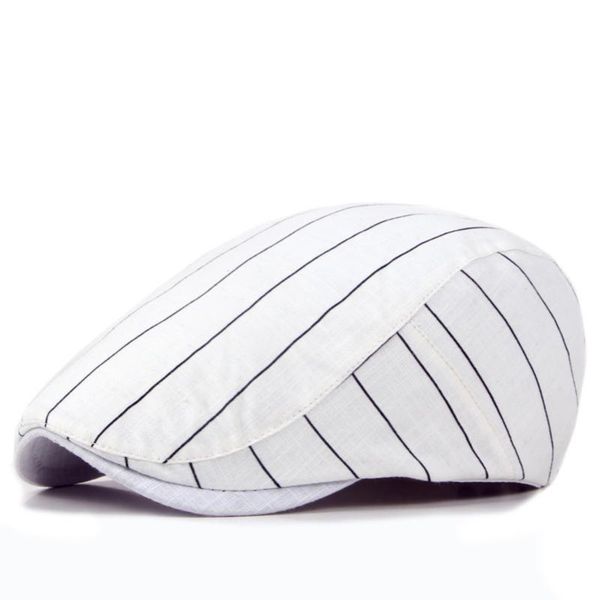 berets spring and summer men's hat beret striped cotton linen breathable cap forward women's, Blue;gray
berets spring and summer men's hat beret striped cotton linen breathable cap forward women's, Blue;gray
