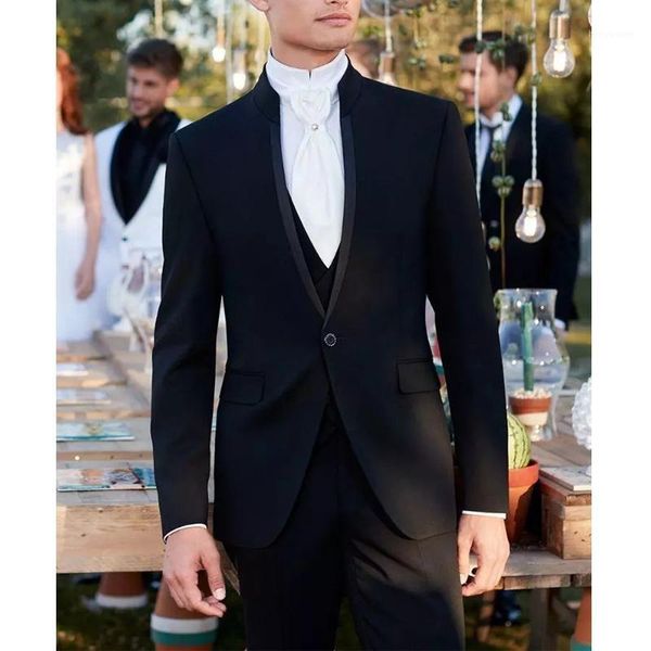 men's suits & blazers black slim fit men with stand colloar for dinner party 3 pieces wedding groom tuxedo male fashion jacket vest pan, White;black
men's suits & blazers black slim fit men with stand colloar for dinner party 3 pieces wedding groom tuxedo male fashion jacket vest pan, White;black