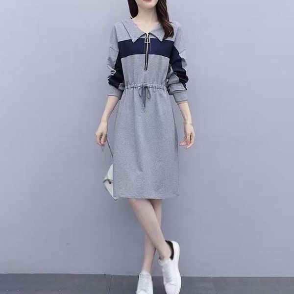 spring autumn retro elegant temperament loose waist slim thin dress 2021 casual dresses, Black;gray
spring autumn retro elegant temperament loose waist slim thin dress 2021 casual dresses, Black;gray