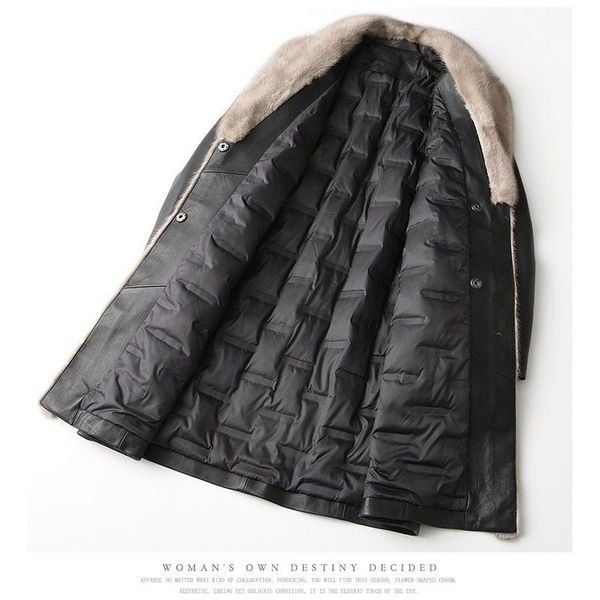 women's leather & faux women winter jacket 2021 clothes down coat genuine sheepskin collor korean slim long, Black
women's leather & faux women winter jacket 2021 clothes down coat genuine sheepskin collor korean slim long, Black