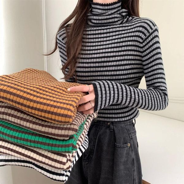 women's sweaters turtleneck striped slim pullover women basic ribbed casual tees soft knitting sweater warm jumper long sleeve tshirts, White;black
women's sweaters turtleneck striped slim pullover women basic ribbed casual tees soft knitting sweater warm jumper long sleeve tshirts, White;black