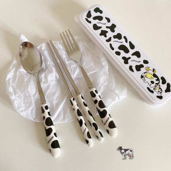 dinnerware sets cow pattern stainless steel fork spoon chopsticks set korean ins student single portable tableware travel box forks
dinnerware sets cow pattern stainless steel fork spoon chopsticks set korean ins student single portable tableware travel box forks