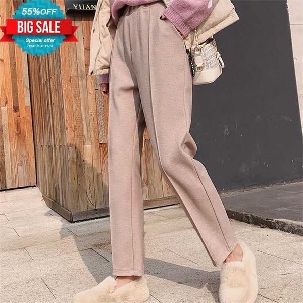 women solid straight harem pants high waist loose thick trousers office lady basic casual pant autumn winter fashion 211115, Black;white
women solid straight harem pants high waist loose thick trousers office lady basic casual pant autumn winter fashion 211115, Black;white