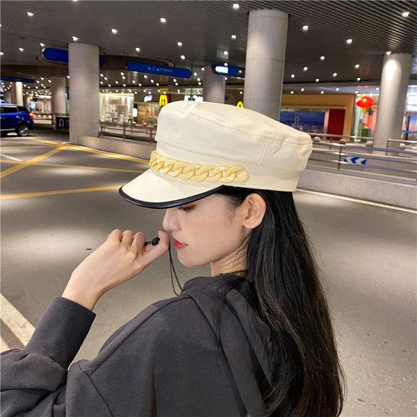 berets sboy hat autumn solid ladies girl ins beret cotton french artist cap with plastic chain, Blue;gray
berets sboy hat autumn solid ladies girl ins beret cotton french artist cap with plastic chain, Blue;gray