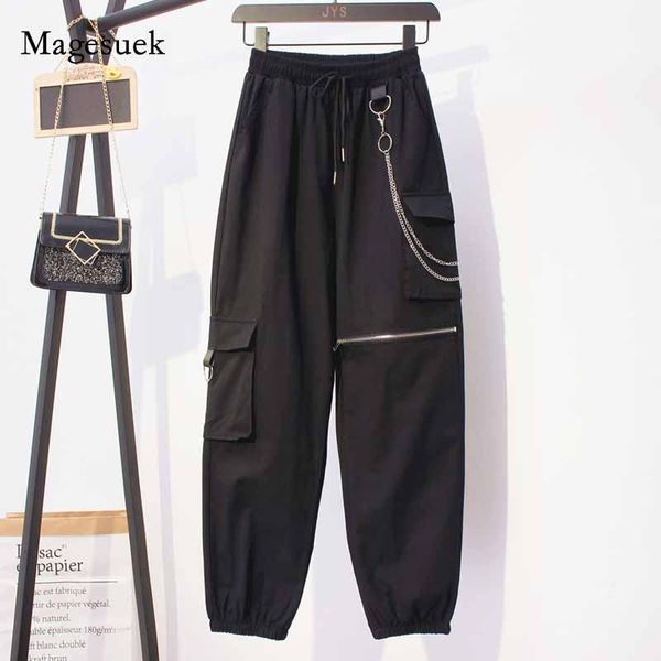 women's pants & capris black high waist zipper casual cargo mujer pantalones women capri elastic strap with chain harem for 10652, Black;white
women's pants & capris black high waist zipper casual cargo mujer pantalones women capri elastic strap with chain harem for 10652, Black;white