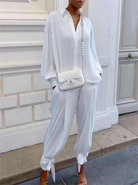 women's two piece pants spring set women tracksuits 2021 casual solid long sleeve loose suit ropa mujer, White
women's two piece pants spring set women tracksuits 2021 casual solid long sleeve loose suit ropa mujer, White