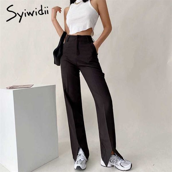 syiwidii flare pants for women slit leg high street full length straight streetwear korean high waist fashion clothes 211112, Black;white
syiwidii flare pants for women slit leg high street full length straight streetwear korean high waist fashion clothes 211112, Black;white