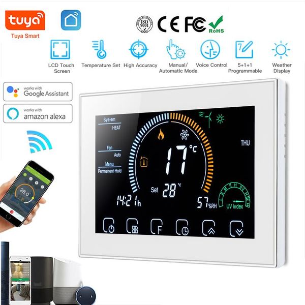 smart home control tuya 4.8 inch large colorful screen room air wifi thermostat cooling&heating for central conditioning work with alexa
smart home control tuya 4.8 inch large colorful screen room air wifi thermostat cooling&heating for central conditioning work with alexa