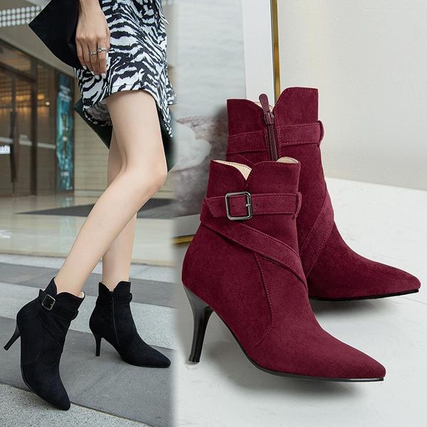boots fashion women suede ankle boot mid stiletto heel side zip pointed toe party work outdoor shoe fine wine red black
boots fashion women suede ankle boot mid stiletto heel side zip pointed toe party work outdoor shoe fine wine red black