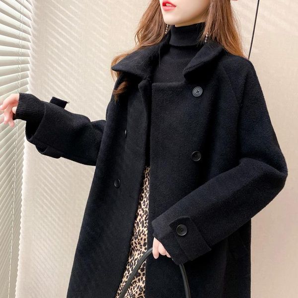 women's wool & blends fashion korean version loose woolen coat thick windproof warm breathable jacket women casual 2021, Black
women's wool & blends fashion korean version loose woolen coat thick windproof warm breathable jacket women casual 2021, Black