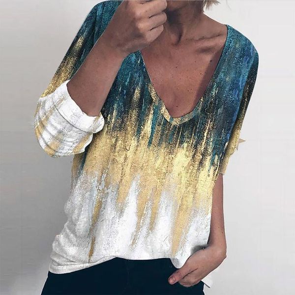 women's t-shirt autumn women v-neck gradient abstract printing long sleeve 2021 oversize ladies pullovers casual loose round neck top, White
women's t-shirt autumn women v-neck gradient abstract printing long sleeve 2021 oversize ladies pullovers casual loose round neck top, White