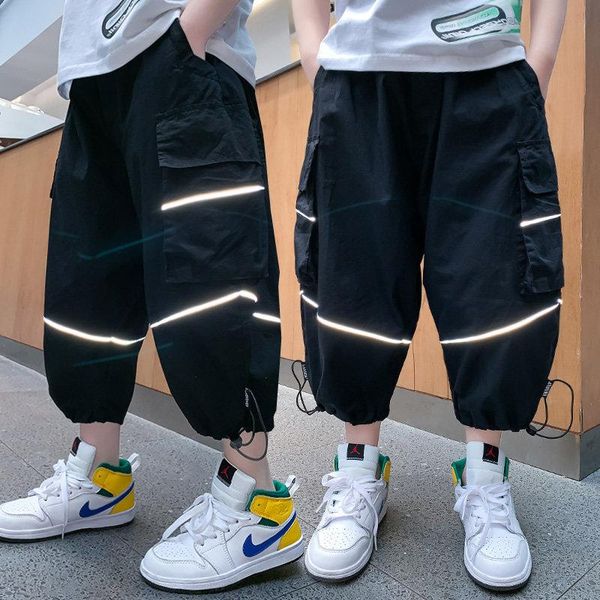 fashion boys cargo pants summer kids casual style loose drawstring solid color ankle length reflective trousers for 4 to 13years, Blue
fashion boys cargo pants summer kids casual style loose drawstring solid color ankle length reflective trousers for 4 to 13years, Blue
