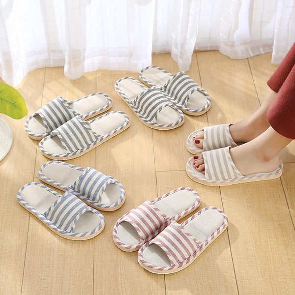 slippers linen indoor four seasons striped cotton couples absorbing sweat soft bottom home wood floor sandals, Black
slippers linen indoor four seasons striped cotton couples absorbing sweat soft bottom home wood floor sandals, Black