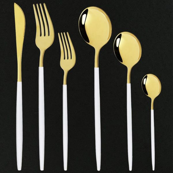 36pcs white gold cutlery set stainless steel dinnerware knife fork spoons tableware home kitchen flatware silverware sets
36pcs white gold cutlery set stainless steel dinnerware knife fork spoons tableware home kitchen flatware silverware sets