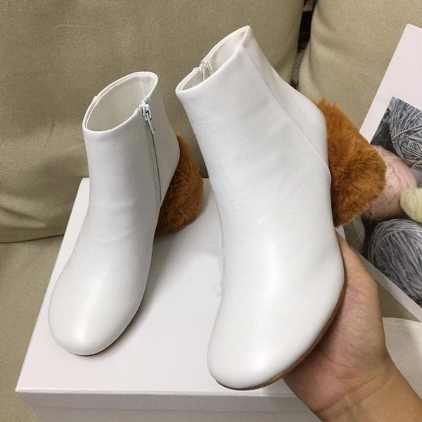 boots winter genuine leather ankle woman snow round toes fur heels chunky bota feminina, Black
boots winter genuine leather ankle woman snow round toes fur heels chunky bota feminina, Black