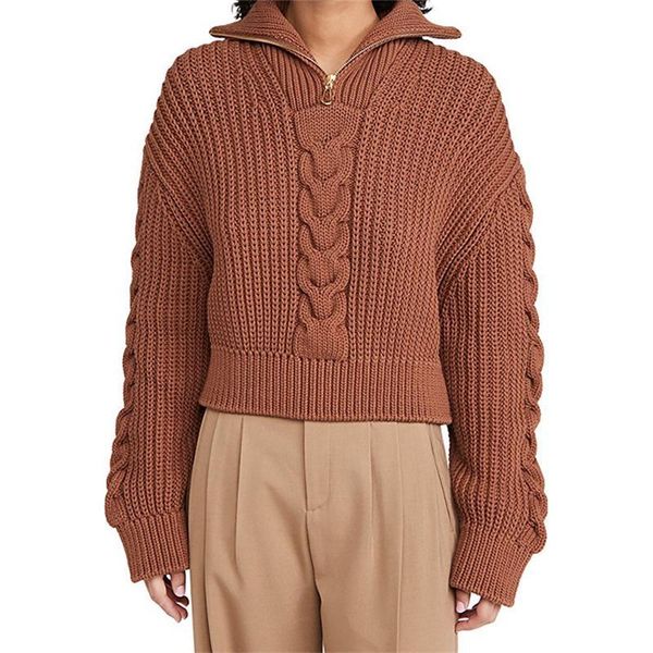 women's sweaters ladies autumn/winter product high neck long sleeve crop rib knit sweater zipper pullover, White;black
women's sweaters ladies autumn/winter product high neck long sleeve crop rib knit sweater zipper pullover, White;black
